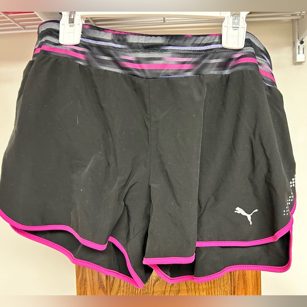Puma hot pink/black running shorts size medium